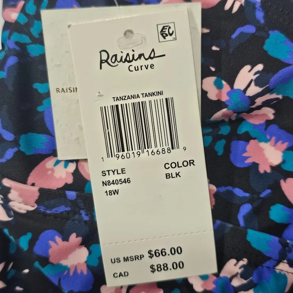 Raisins Curve Trendy Plus Size Tanzania Floral Tankini Top - Picture 7 of 8